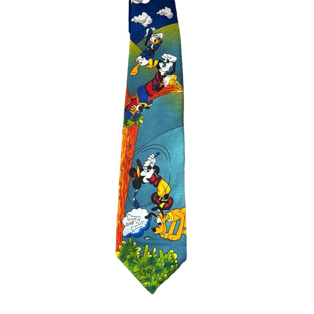 The Disney Store Men's Necktie  Mickey Mouse and Goofy Playing Golf